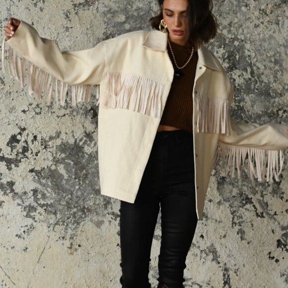 12th Tribe PIPER BONE FRINGE JACKET - Picture 1 of 13